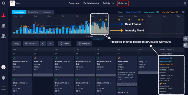 Calendar tab in desktop Training Hub